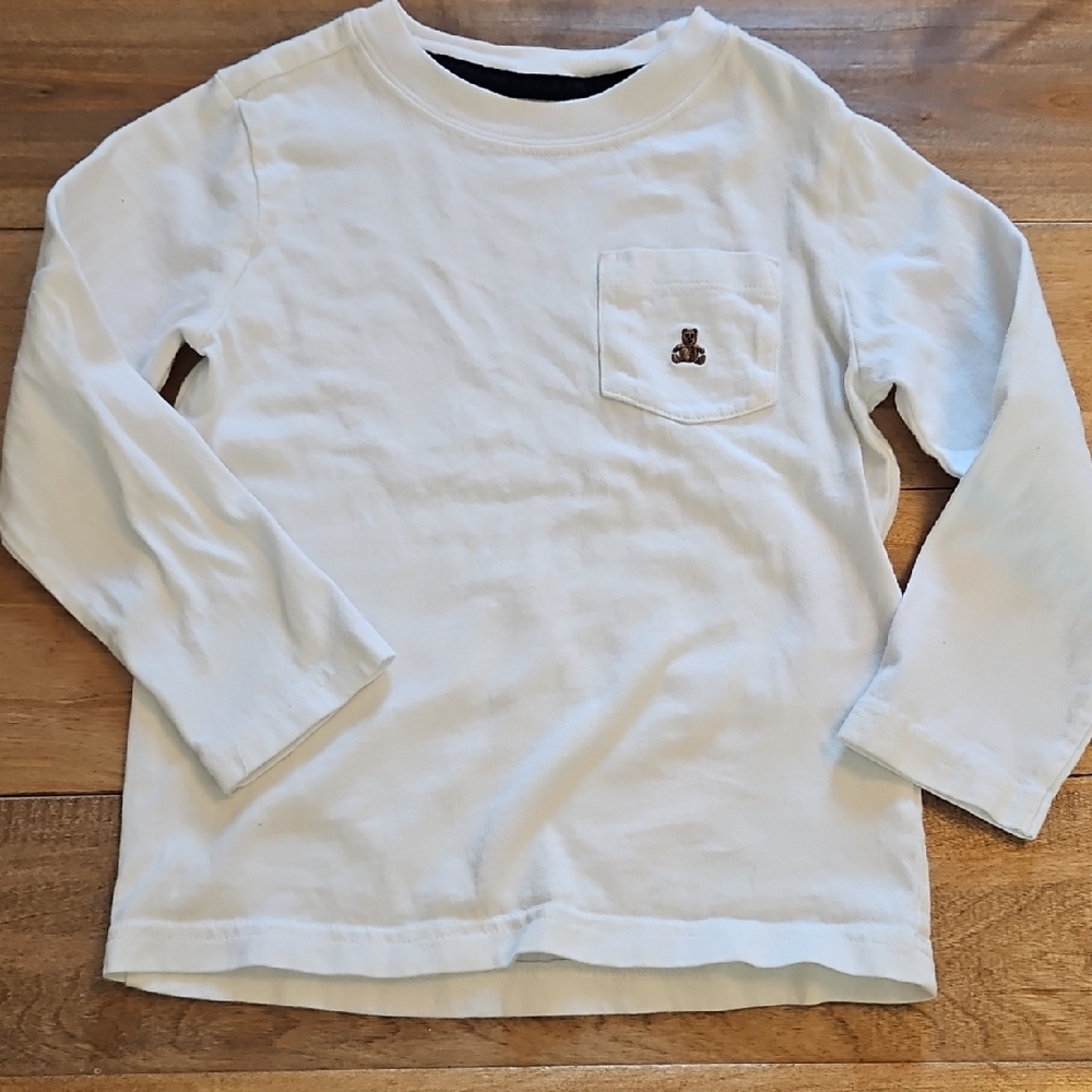 GAP Kids White Long Sleeve Tee with Bear Embroidery